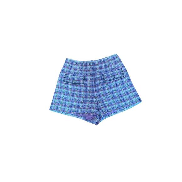 Veronica Beard Inara lavender lilac multi plaid tweed shorts size 2 - Picture 8 of 14